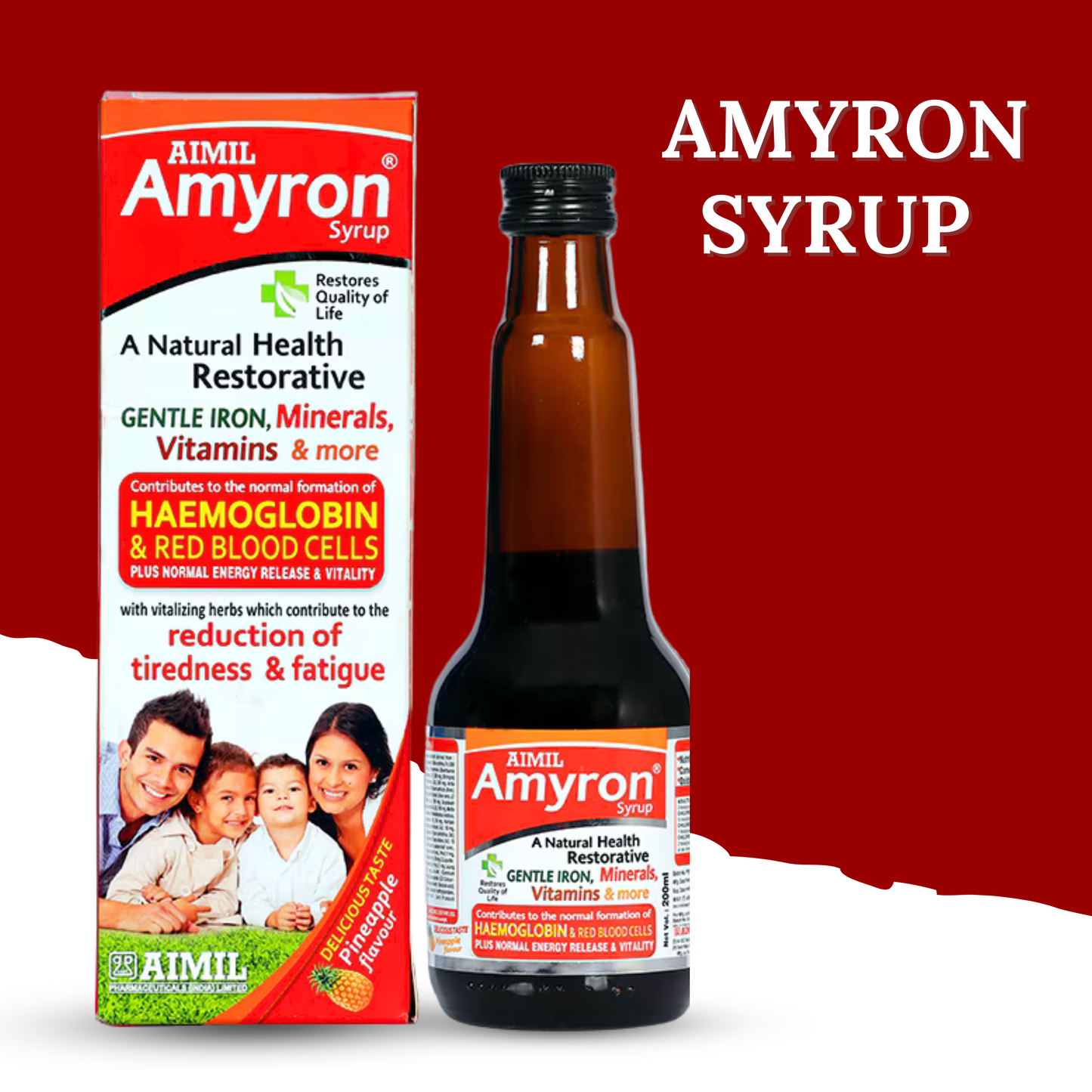 "Amyron Syrup by AIMIL – Ayurvedic Iron & Multivitamin Tonic for Energy & Wellness | Buy Online at Cosmohit Ayurved (200ml)