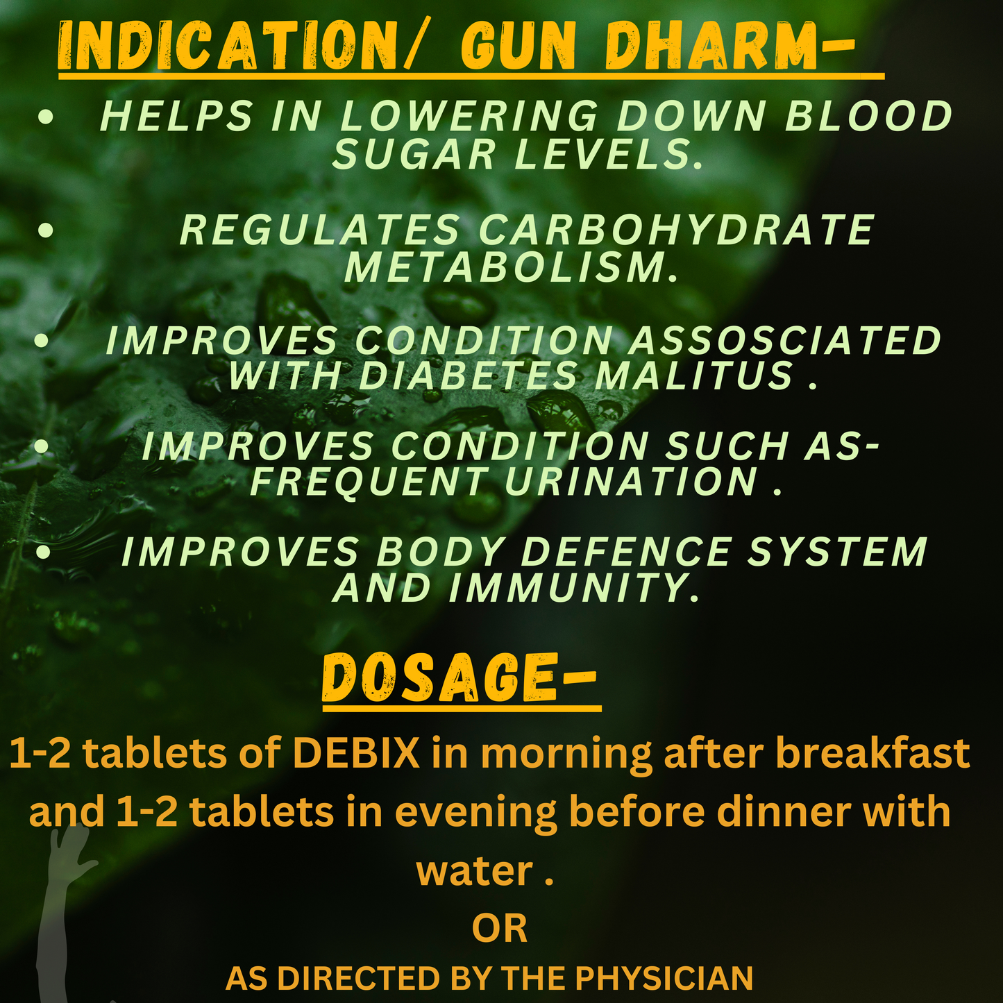 DEBIX (TO REGULATE BLOOD SUGAR LEVELS) (By- SANDU BROTHERS, 60- Tablets)-Cosmoहित Ayurved