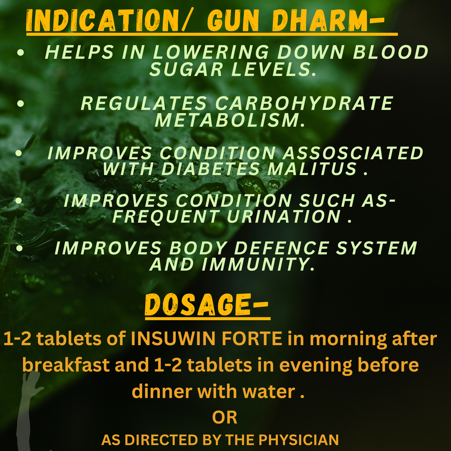 INSUWIN FORTE (regulates BLOOD SUGAR LEVEL) (By- SKM SIDDHA and AYURVEDHA, 100- TABLETS)-Cosmoहित Ayurved