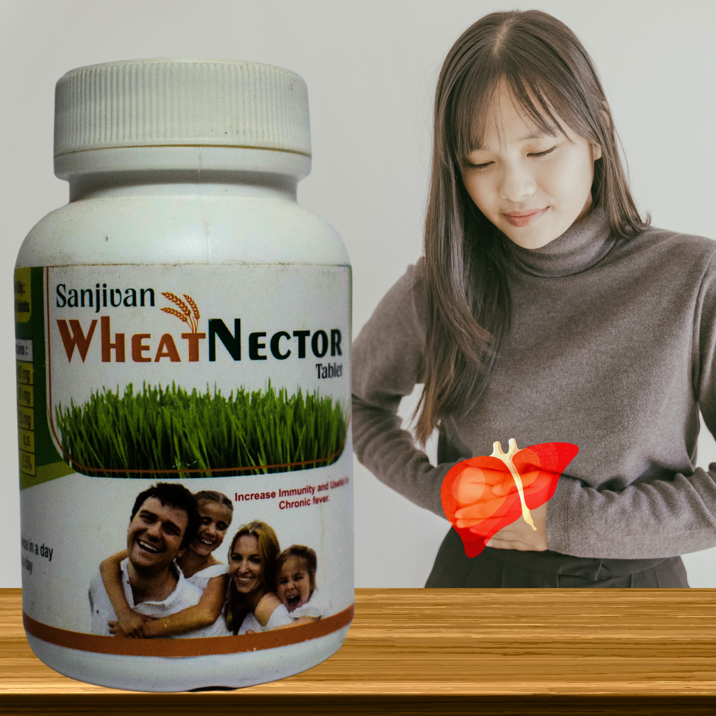 WHEAT NECTOR TABLETS (FOR IMPROVING CONDITIONS LIKE FATTY LIVER) (WHEAT GRASS TABLETS) (By- SANJIVAN ANUSANDHAN, 100- Tablets)-Cosmoहित Ayurved