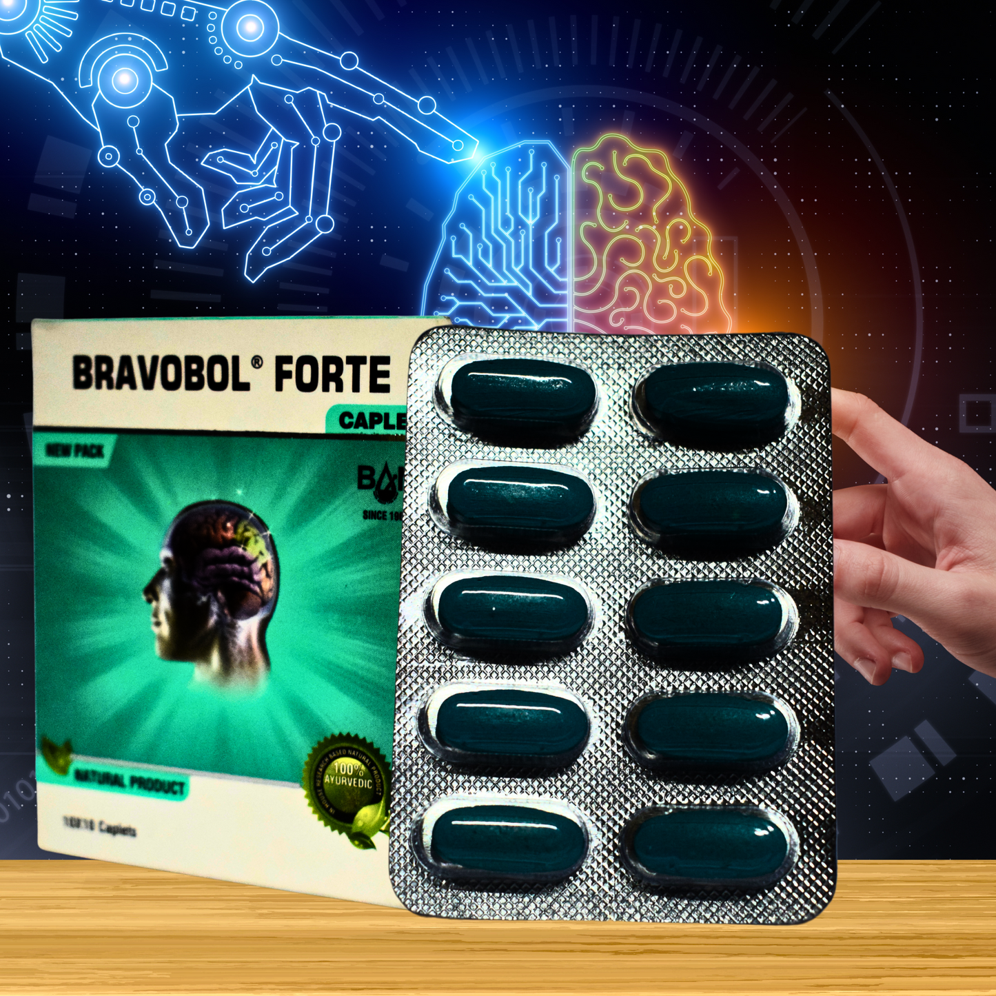 BRAVOBOL FOTRTE TABLETS (A POWERFUL BRAIN SUPPLEMENT) (By- BAN LABS, 100- TABLETS)-Cosmoहित Ayurved