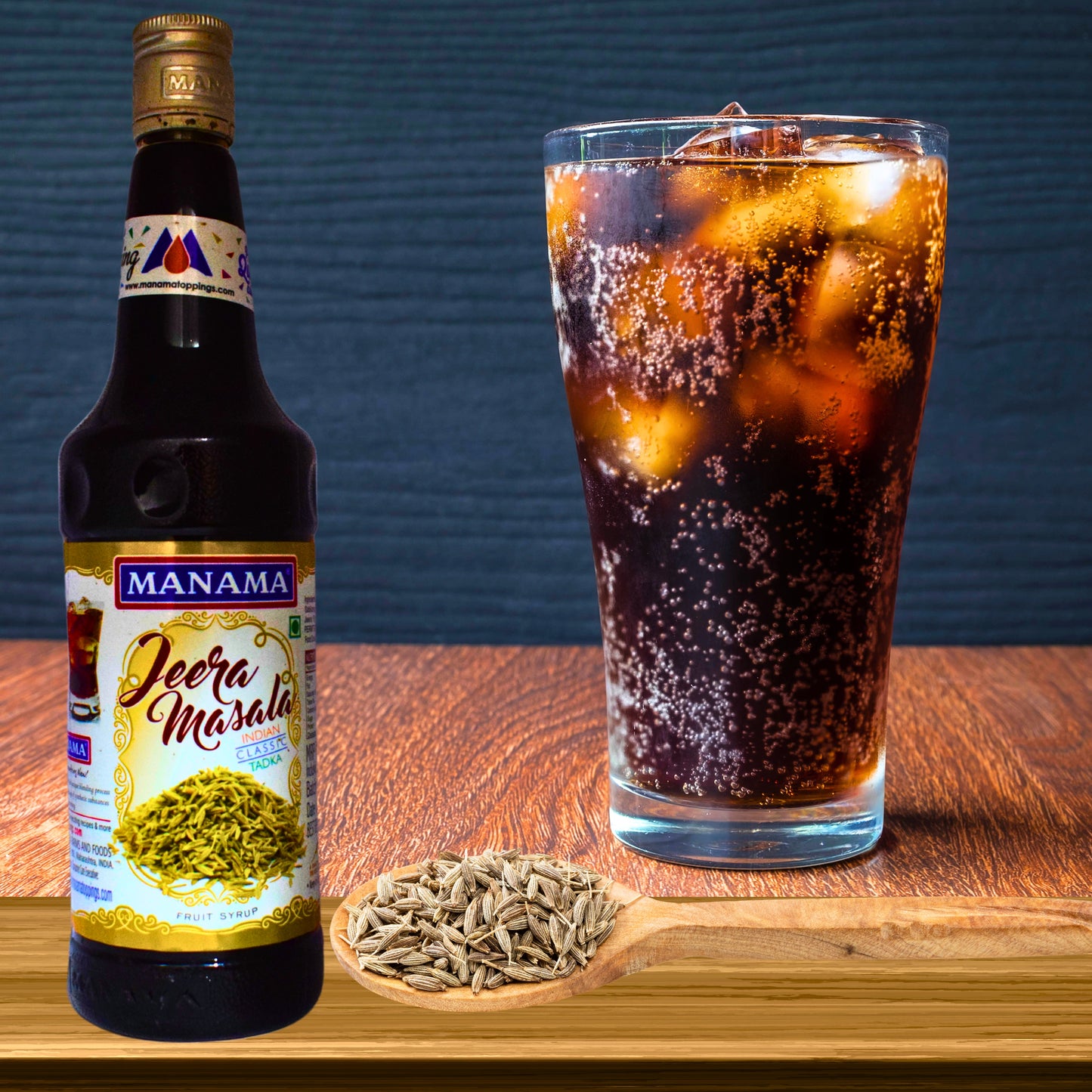 "Jeera Masala Twist by Manama – Spicy & Tangy Cumin-Flavored Syrup for Traditional Indian Refreshing Drink | 750ml Bottle | Buy Online at Cosmohit Ayurved"