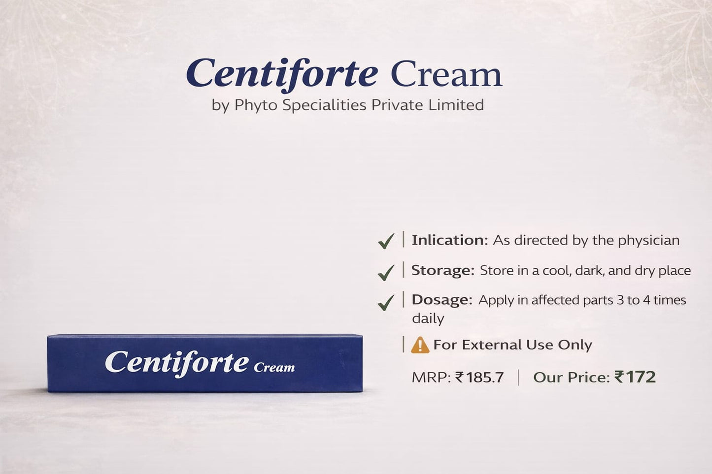 Centiforte Cream by Phyto Special Pvt. Ltd.- 30 grams