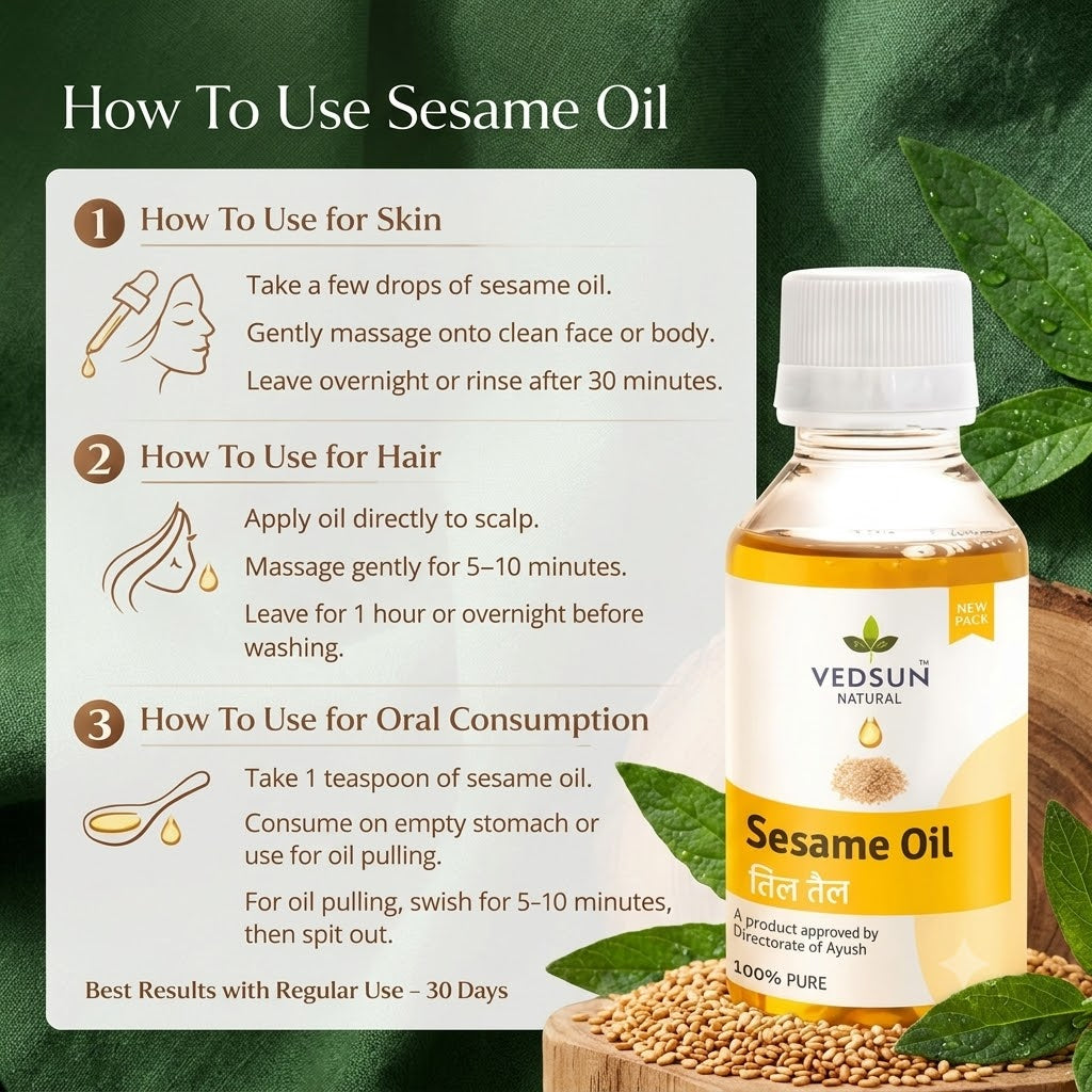 Vedsun Pure Sesame Oil (Til Oil) – natural , Hair & Skin Care 100ml