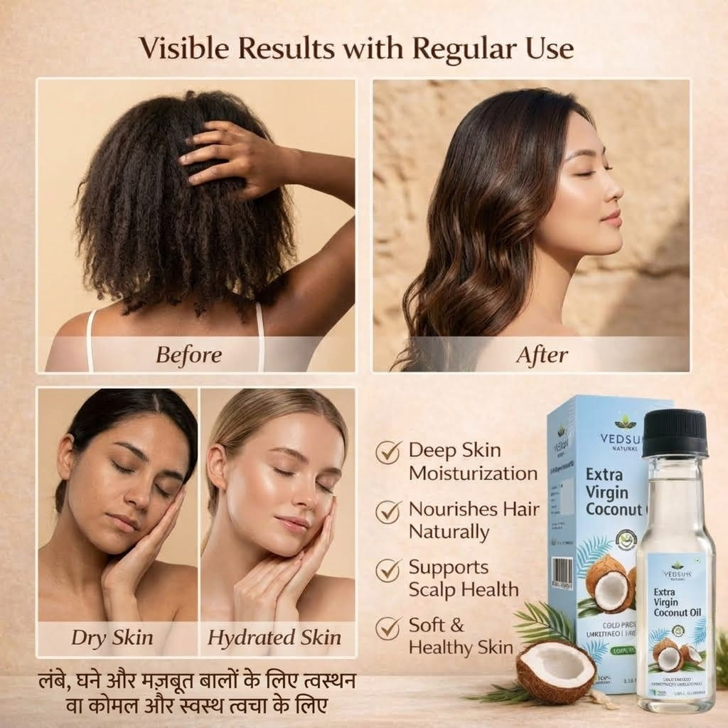 Vedsun Extra Virgin Coconut Oil – Cold Pressed & Pure Coconut Oil 100ml