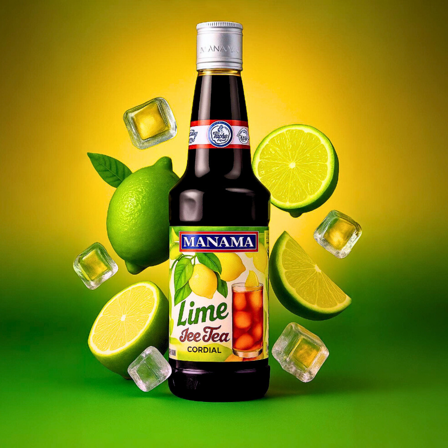 Manama Lime Ice Tea Cordial – Refreshing Summer Drink Concentrate | 750ml | Tangy & Cool Lime Flavour