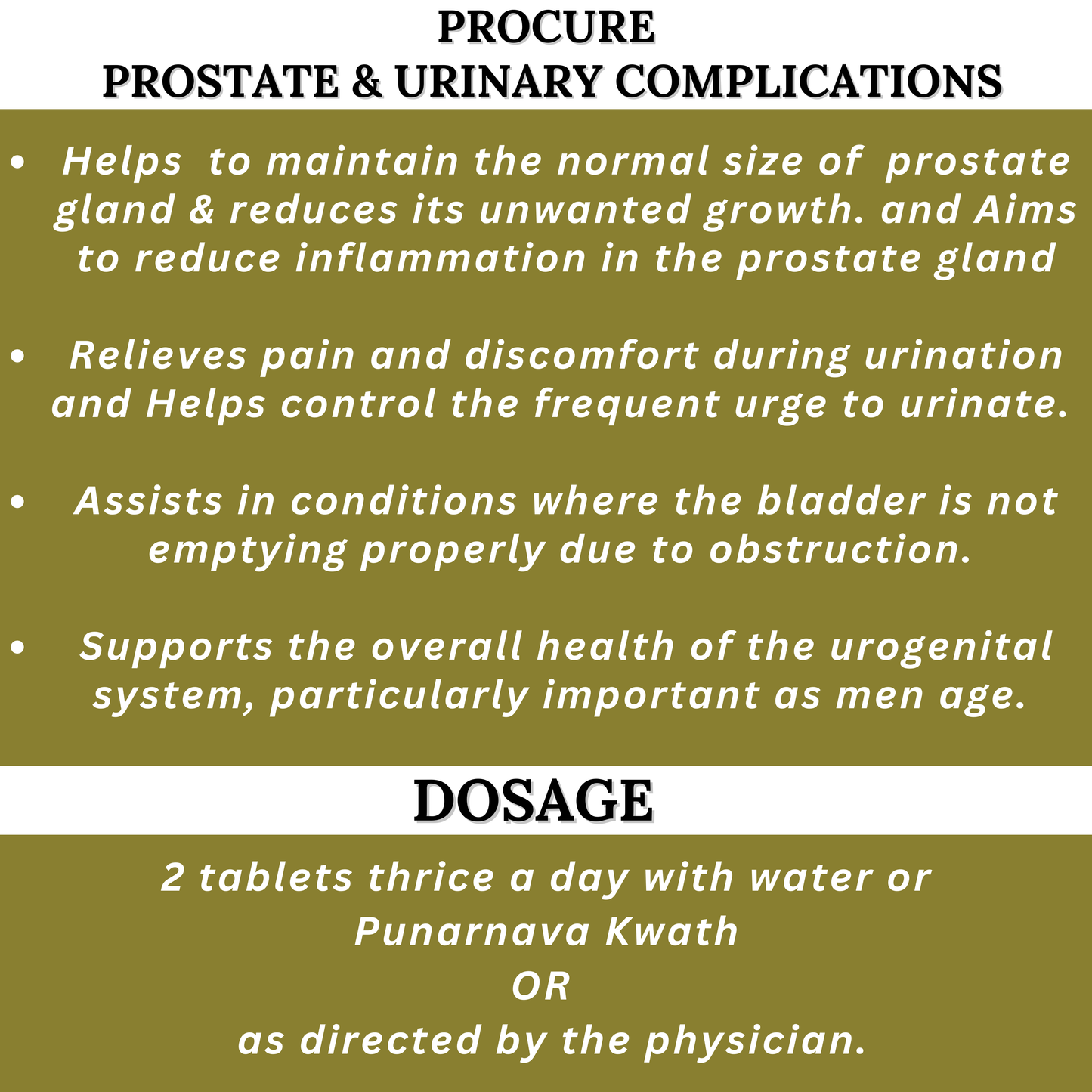 Procure Tablets for Prostate Health & Urinary Complications –  By Pravek (30 Tablets)