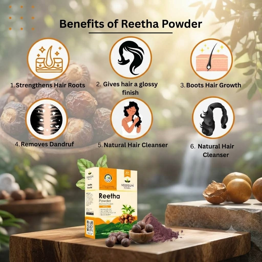 Natural Reetha Powder | Pure Soapnut for Hair & Scalp Care 100gm