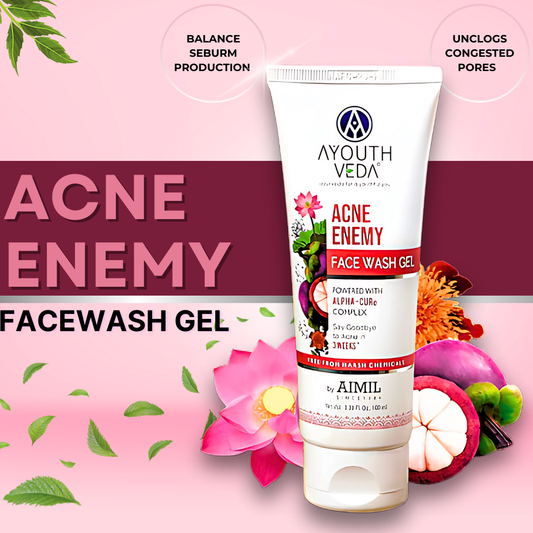 "Acne Enemy Face Wash Gel by Aimil Ayouthveda – Ayurvedic Face Cleanser for Clear & Pimple-Free Skin (100ML)