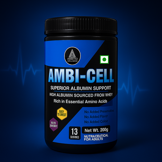 Ambi-Cell by Ambitio Wellness – 200g Whey-Based High Albumin Protein Powder for Muscle Recovery & Strength