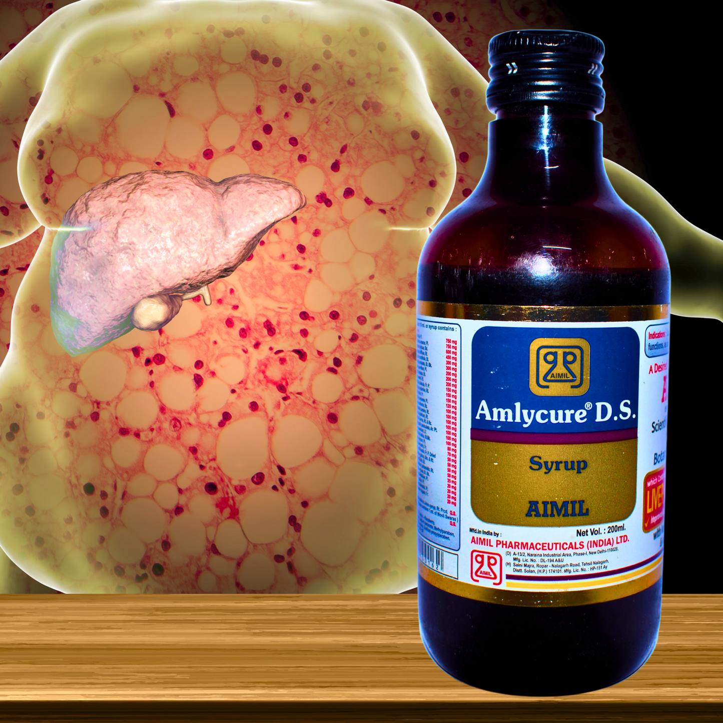 "Amlycure D.S. Syrup by AIMIL Pharmaceuticals – Ayurvedic Liver Tonic for Fatty Liver & Detox | Buy Online at Cosmohit Ayurved (200ml)