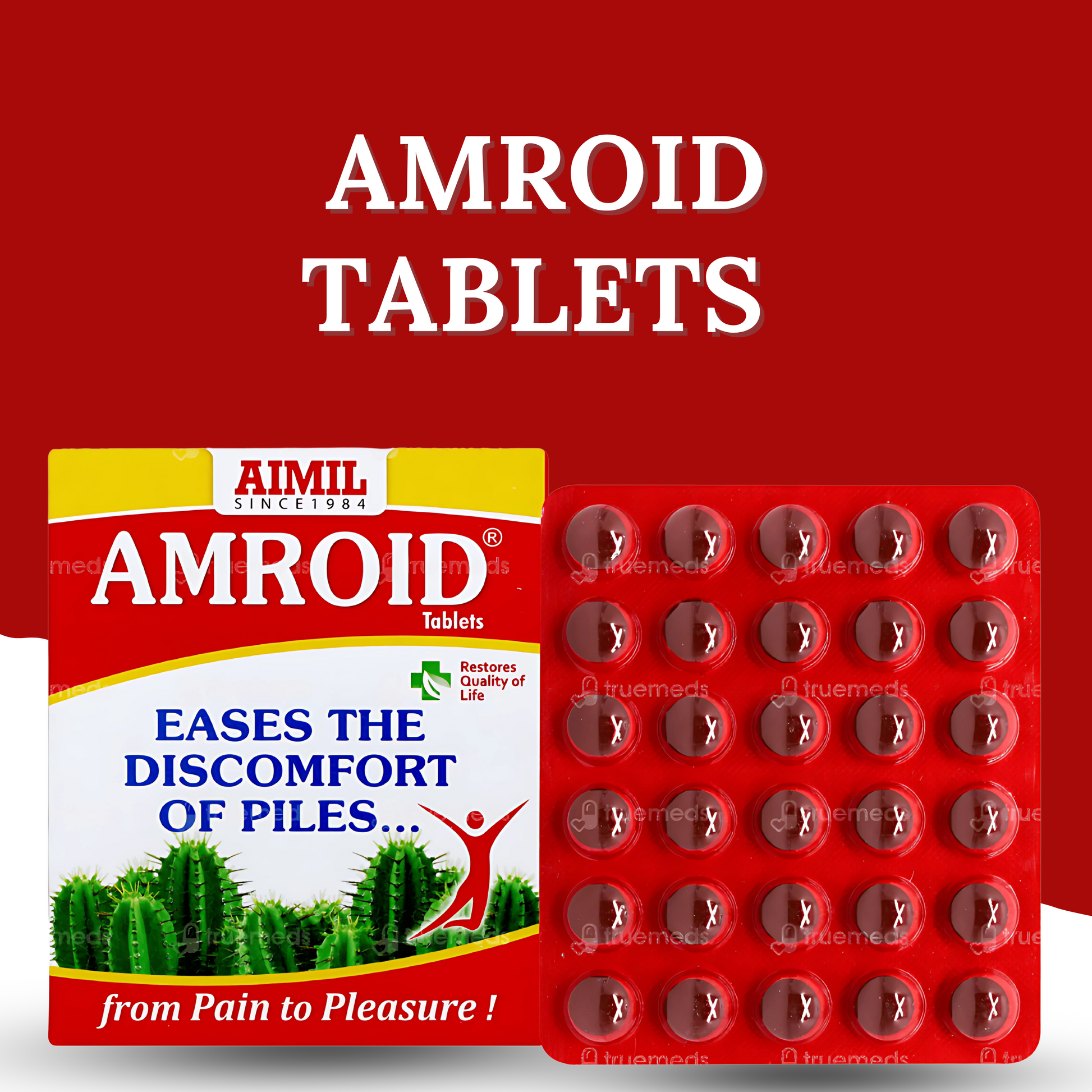 "Amroid Tablets by AIMIL – Ayurvedic Piles & Hemorrhoid Relief Formula | Buy Online at Cosmohit Ayurved (30 Tablets)"