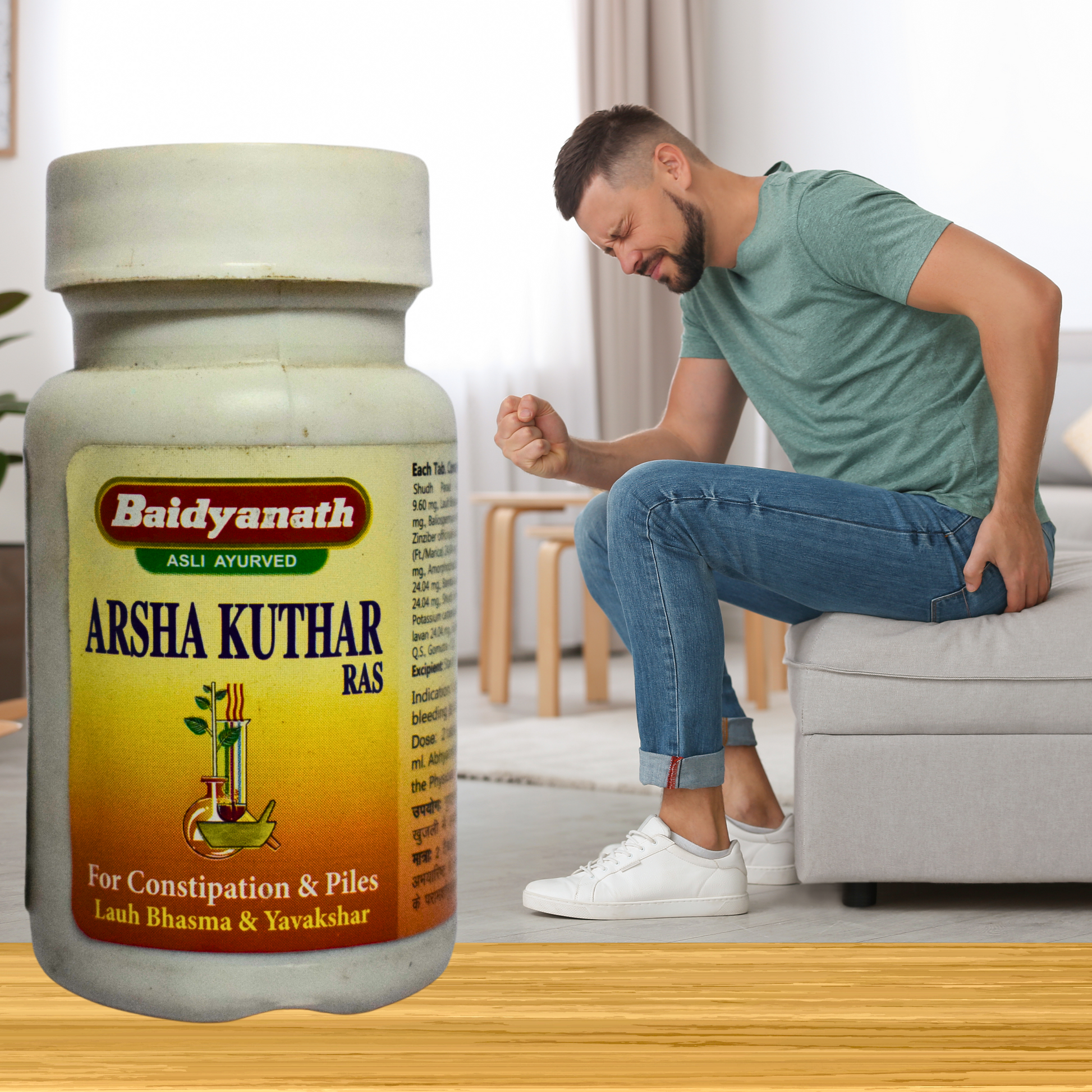 Arsha Kuthar Ras by Baidyanath – Ayurvedic Medicine for Piles, Hemorrhoids & Digestive Health | Buy Online at Cosmohit Ayurved (40 Tablets)