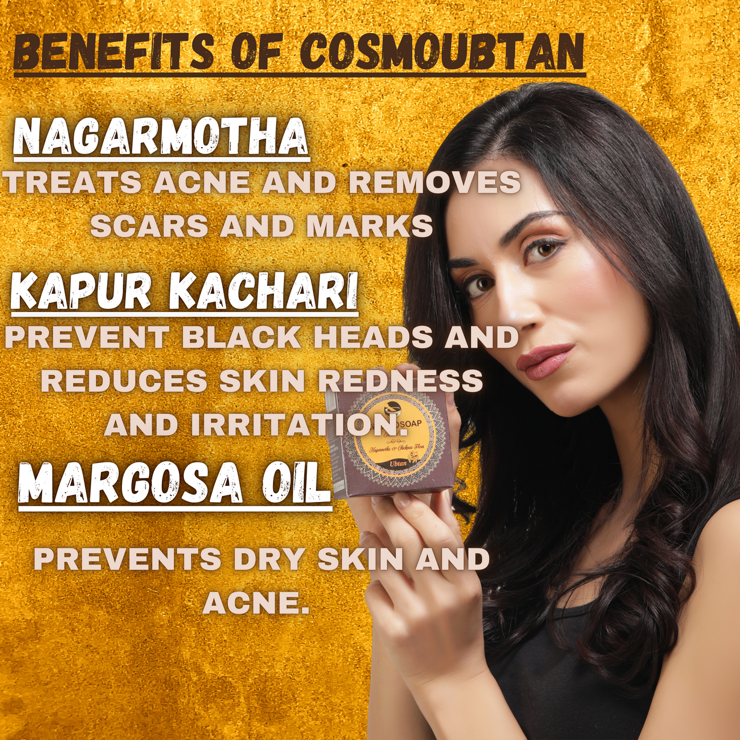 COSMOUBTAN SOAP (PACK OF 4) (FOR- OILY SKIN TYPE) (125- Gms EACH) (enriched with NAGARMOTHA and CHICKPEA FLOUR), T.F.M= 76%