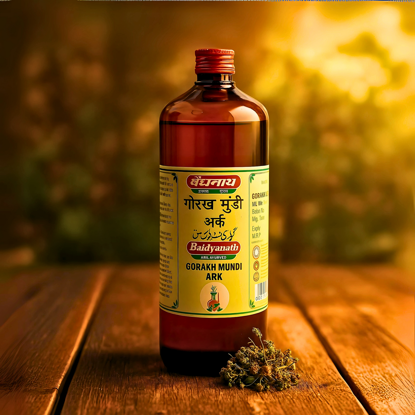 "Baidyanath Gorakh Mundi Ark – 450ml Ayurvedic Blood Purifier Tonic for Skin Health, Detox & Immunity Support | Buy Online at Cosmohit Ayurved"