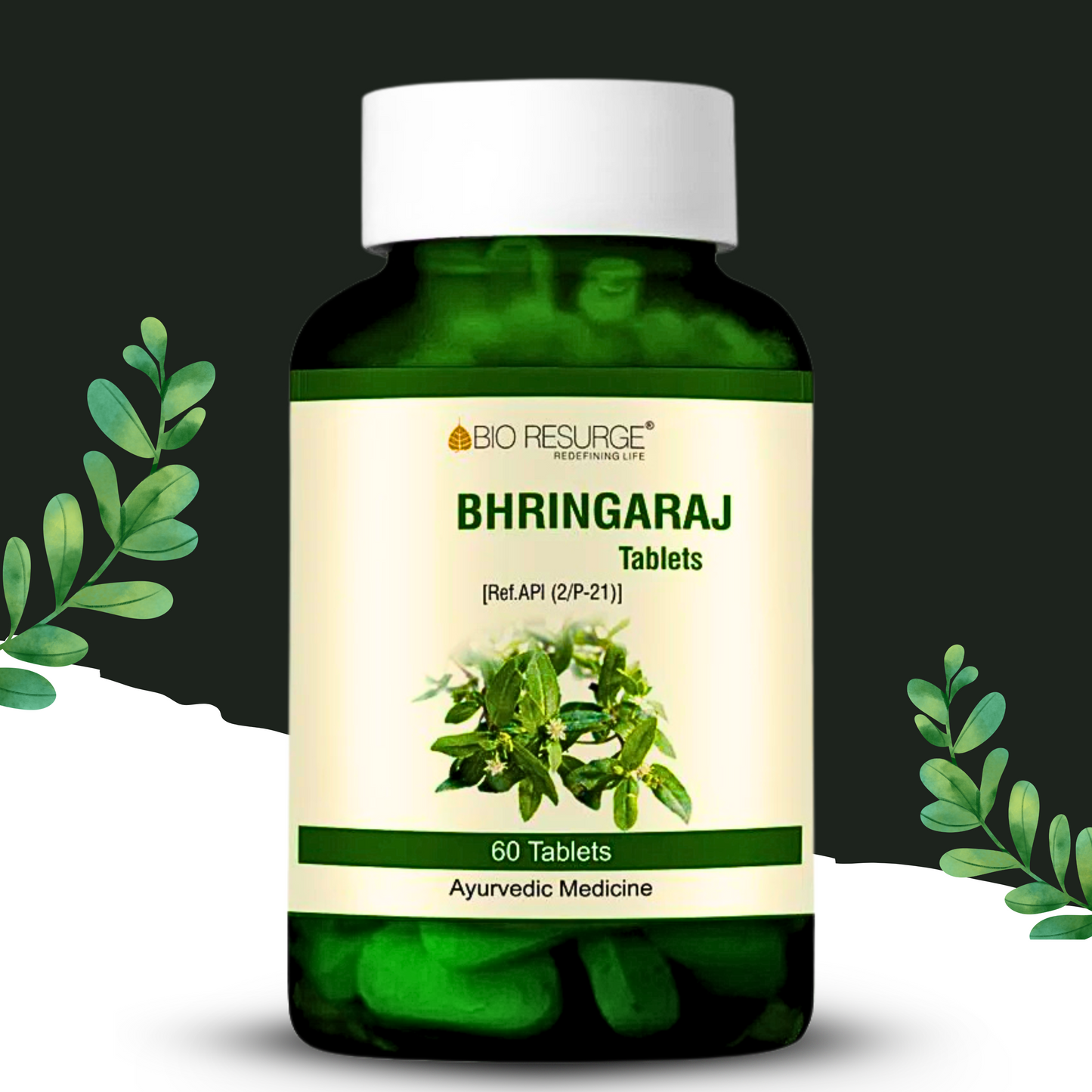 "Bhringaraj Tablets by Bio Resurge – 60 Ayurvedic Tablets for Natural Hair Growth, Dandruff Control & Scalp Nourishment"
