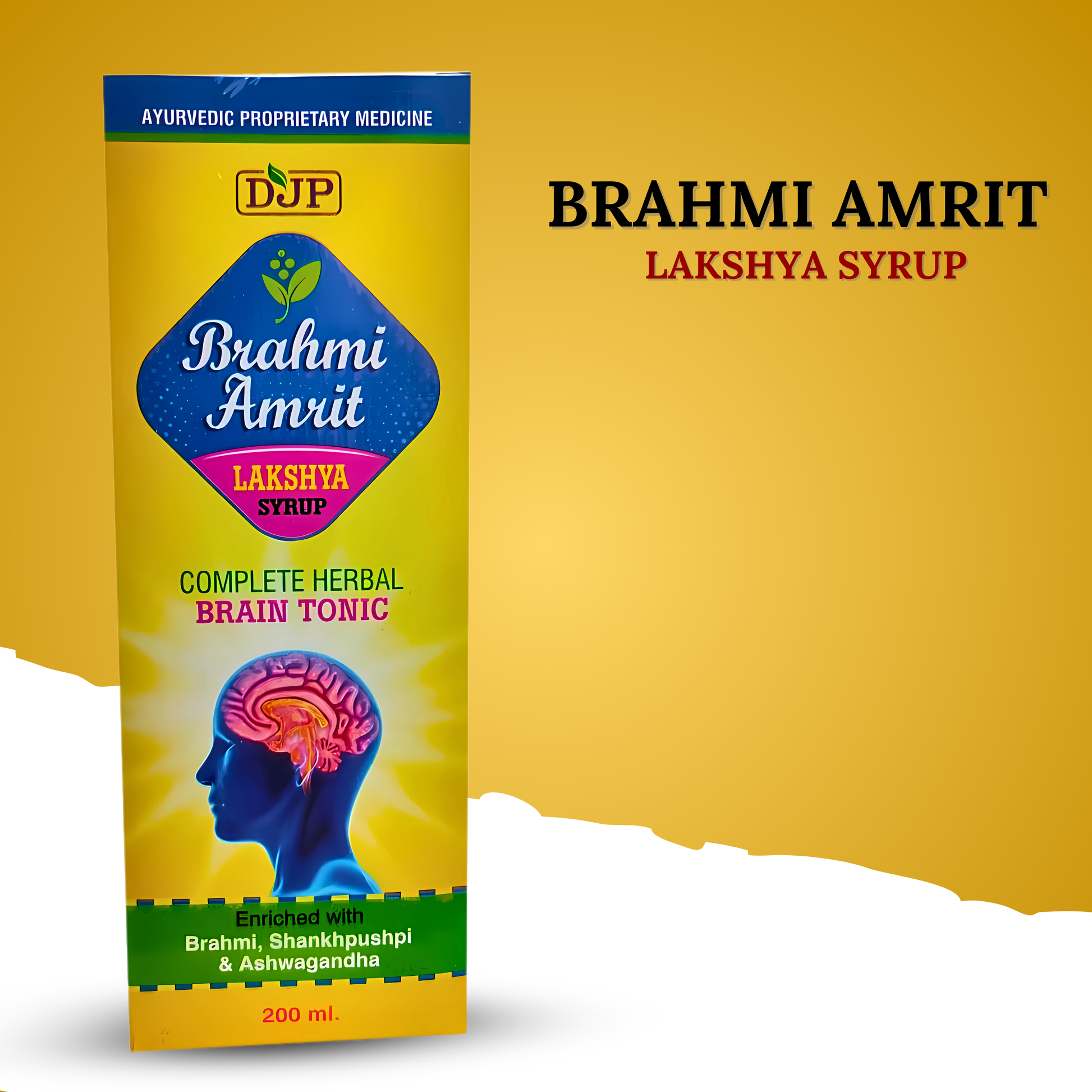 "Brahmi Amrit Lakshya Syrup by Jaggi Pharma – 200ml Herbal Brain Tonic for Memory, Focus & Mental Clarity | Ayurvedic Nervous System Support"