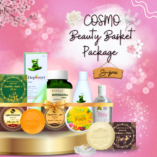 "COSMO BEAUTY BASKET PACKAGE by Cosmohit Ayurved – Ayurvedic Skincare & Haircare Combo for Natural Beauty & Wellness