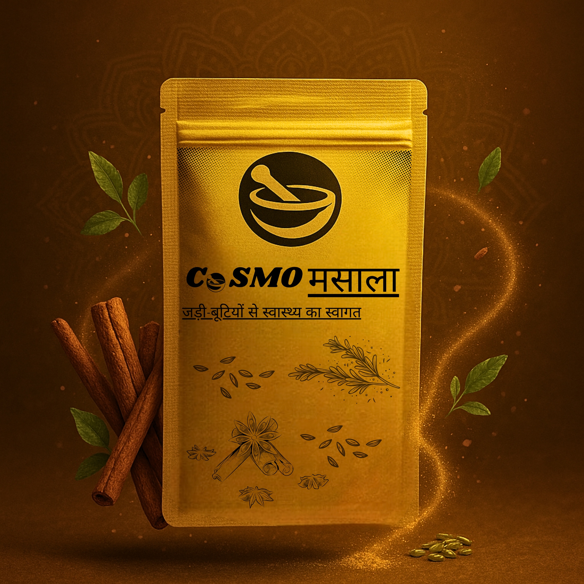 "COSMO Masala (जड़ी-बूटियों से स्वास्थ्य का स्वागत) – 20g Ayurvedic Herbal Spice Blend for Taste, Aroma & Digestive Wellness – Natural Masala for Food & Gut Health | Available at Cosmohit Ayurved"