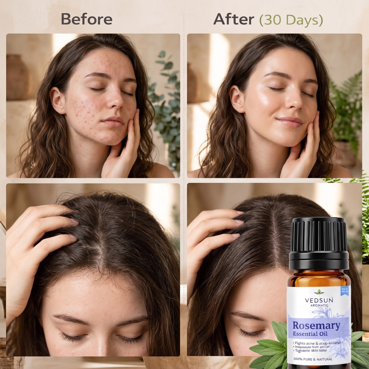 Vedsun Natural Rosemary Essential Oil | Hair & Scalp Care | 10ml