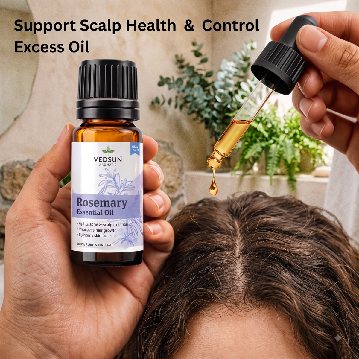 Vedsun Natural Rosemary Essential Oil | Hair & Scalp Care | 10ml