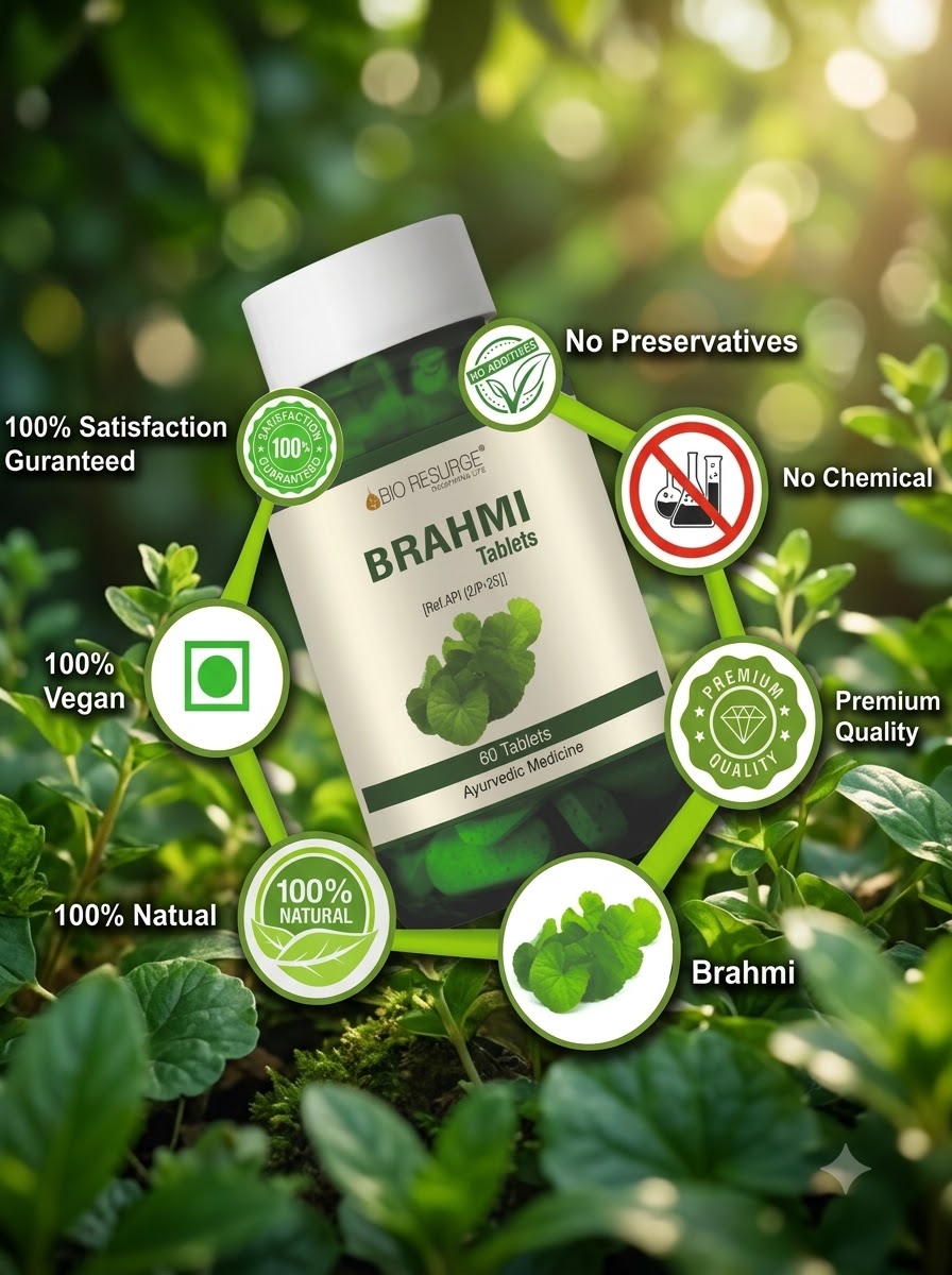 Brahmi Tablets | Herbal Memory & Brain Support | (by Bio Resurge)