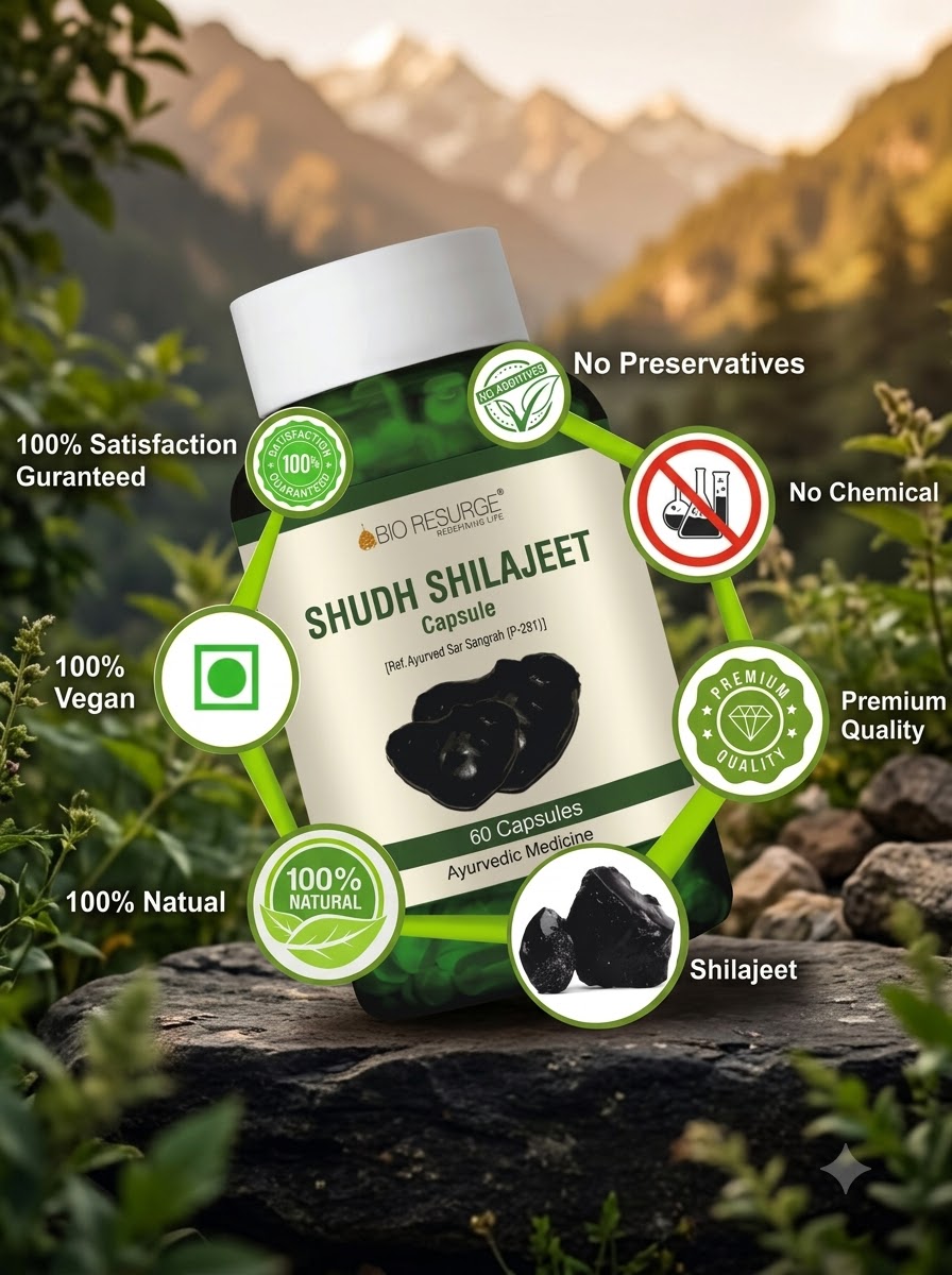 Shudh Shilajeet Capsules 400mg(60 tablets), by bio resurge
