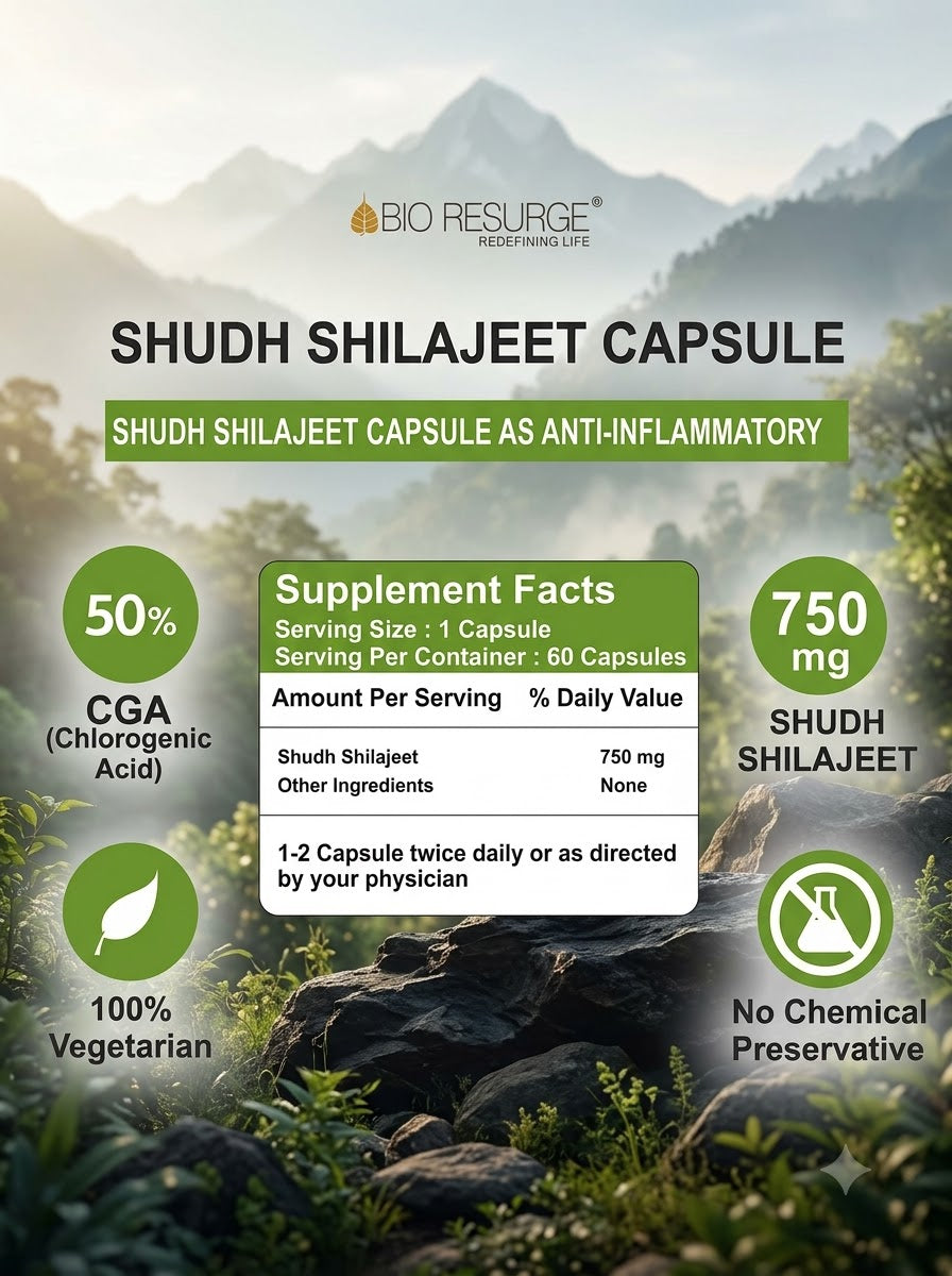 Shudh Shilajeet Capsules 400mg(60 tablets), by bio resurge