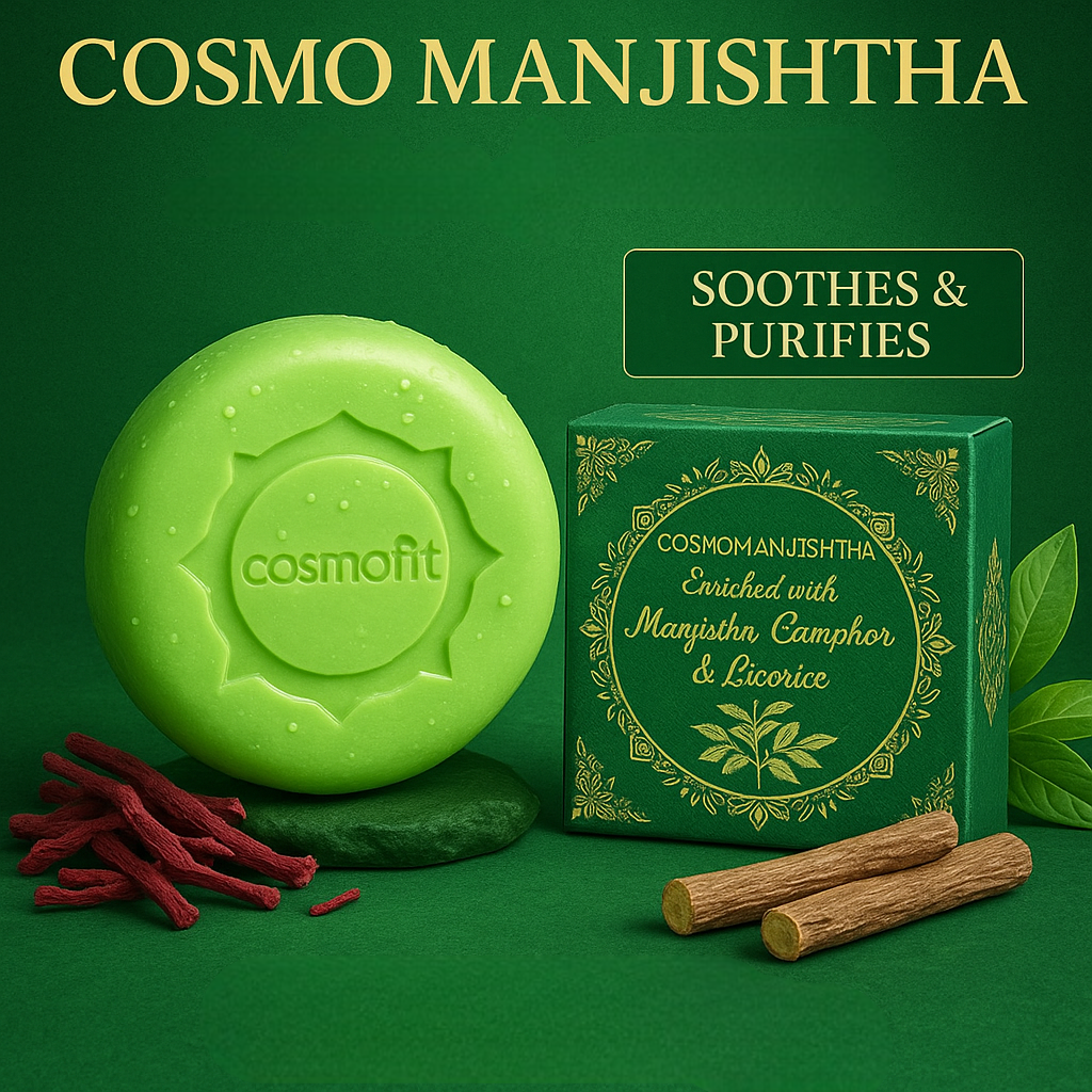 COSMO- MANJISHTHA (PACK OF 4) (125- Gms EACH), Enriched with MANJISHTHA, LICORICE, CAMPHOR and MENTHOL, T.F.M= 76%