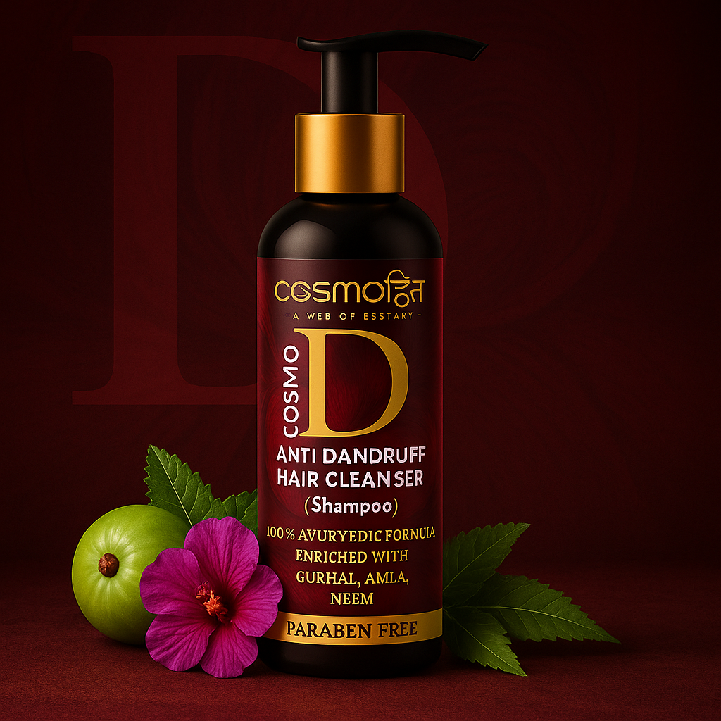 "Cosmo D Anti-Dandruff Hair Cleanser by Cosmohit Ayurved – Paraben-Free Herbal Shampoo with Gurhal, Amla & Neem – 180ml"