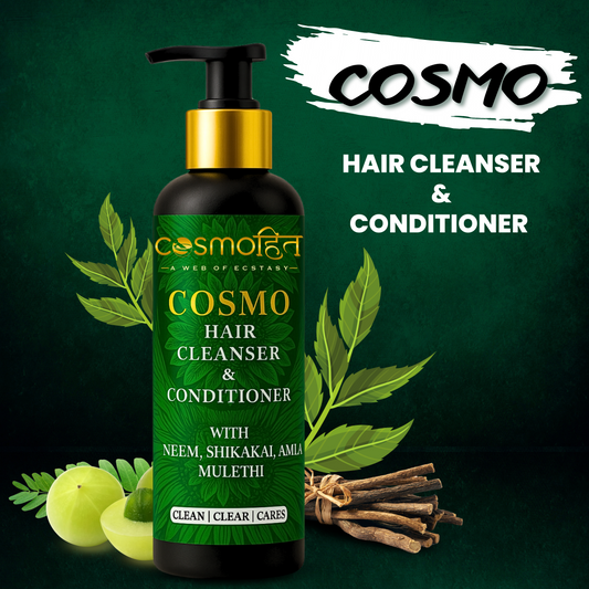 Cosmo Hair Cleanser & Conditioner – Ayurvedic Shampoo with Neem, Shikakai, Amla & Mulethi – 180ml Bottle | Nourishing Herbal Hair Care by Cosmohit Ayurved