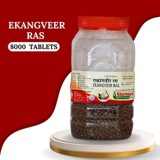 "Ekangveer Ras by Sharmayu – 8000 Tablets | Classical Ayurvedic Medicine for Nerve Health & Paralysis Support | Pure Herbal Wellness Remedy"