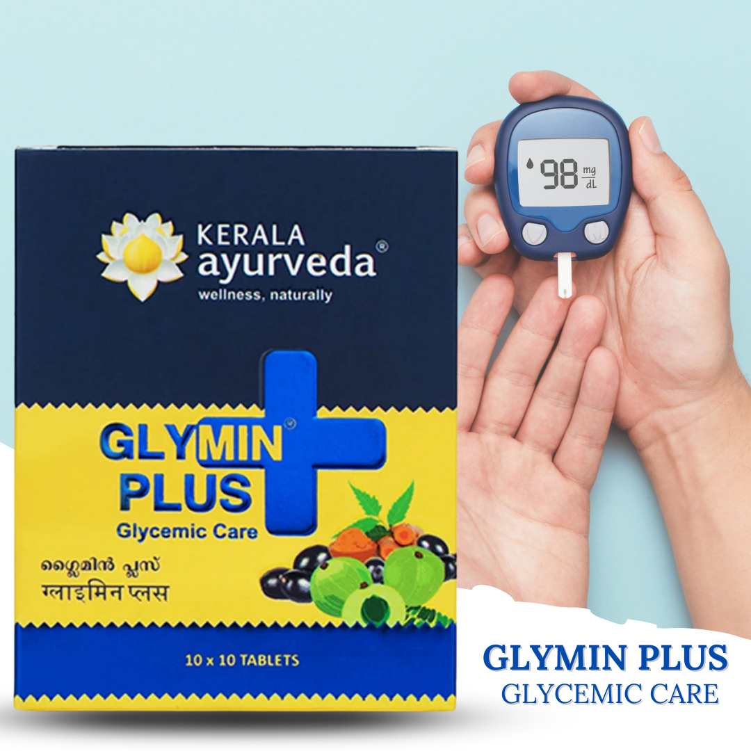 GLYMIN PLUS - GLYCEMIC CARE (BY-KERALA AYURVEDA, 10 × 10 TABLETS)-Cosmoहित Ayurved