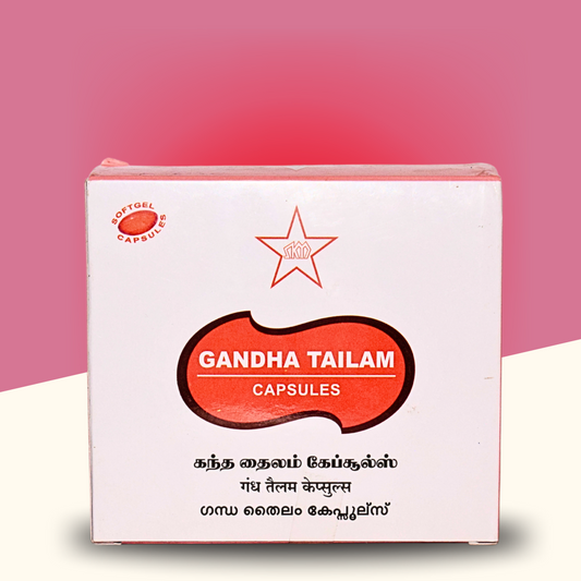 Gandha Tailam Capsules by SKM Siddha & Ayurveda – Ayurvedic Bone & Joint Support (10 Blisters x 10 Capsules)