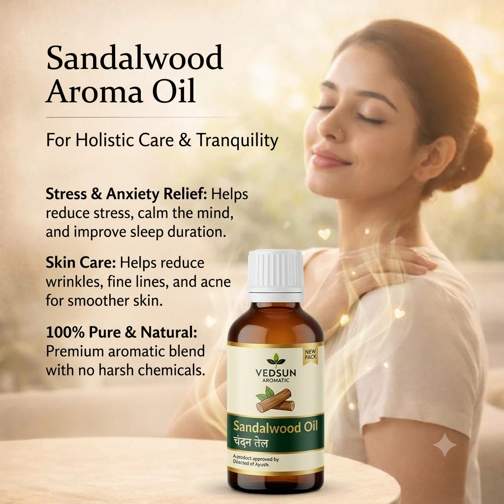 Sandalwood Aroma Oil (10ml)– 100% Pure Essential Oil ( by vedsun )