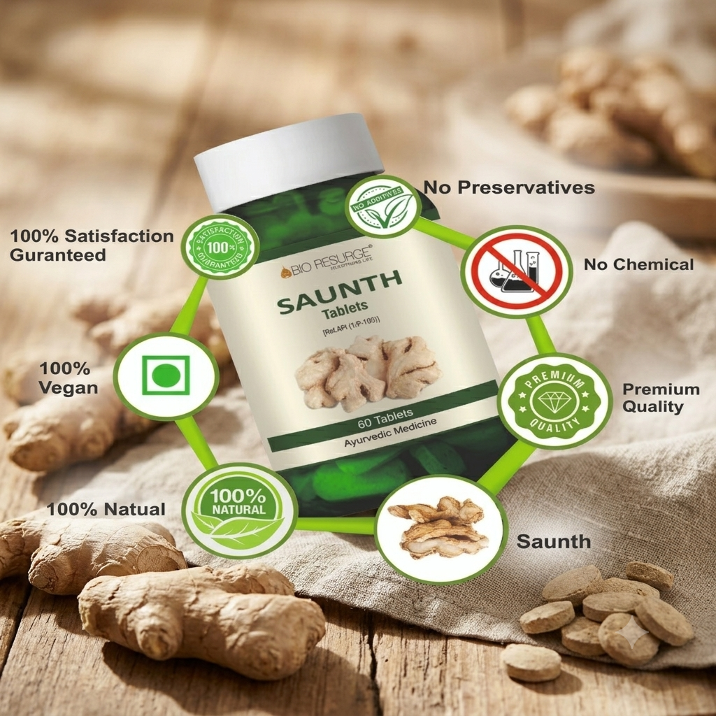 Pure Saunth  Tablets for Digestion – 60 Tabets | (by Bio Resurge)