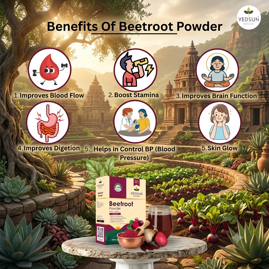 Vedsun Pure Beetroot Powder | Natural Wellness & Skin Care 100g