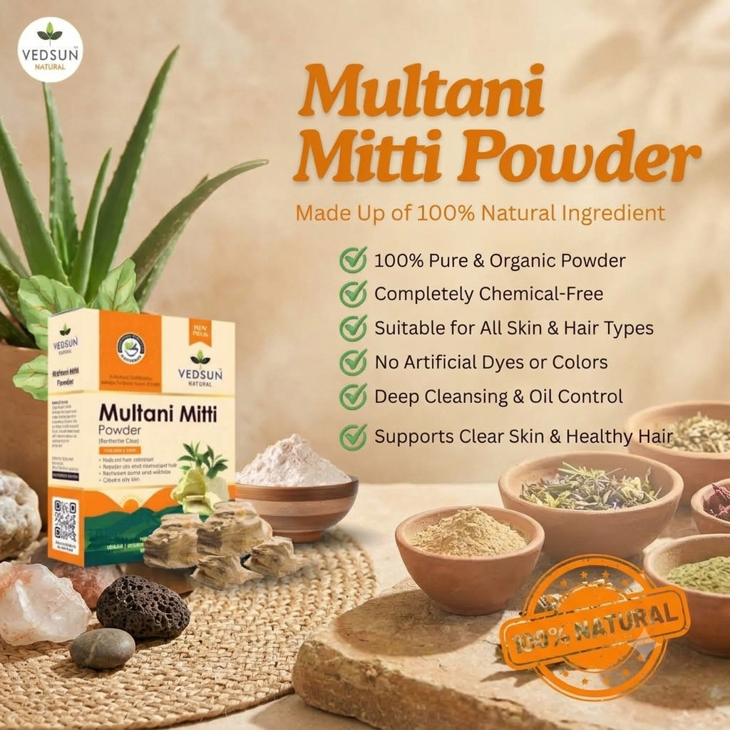 Vedsun Natural Multani Mitti | Pure Clay for Face & Hair Care 100g