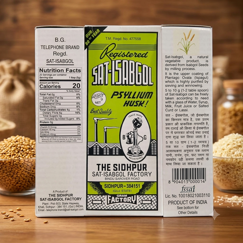 Sat-Isabgol Psyllium Husk -Natural Fiber for Digestive Health 200g