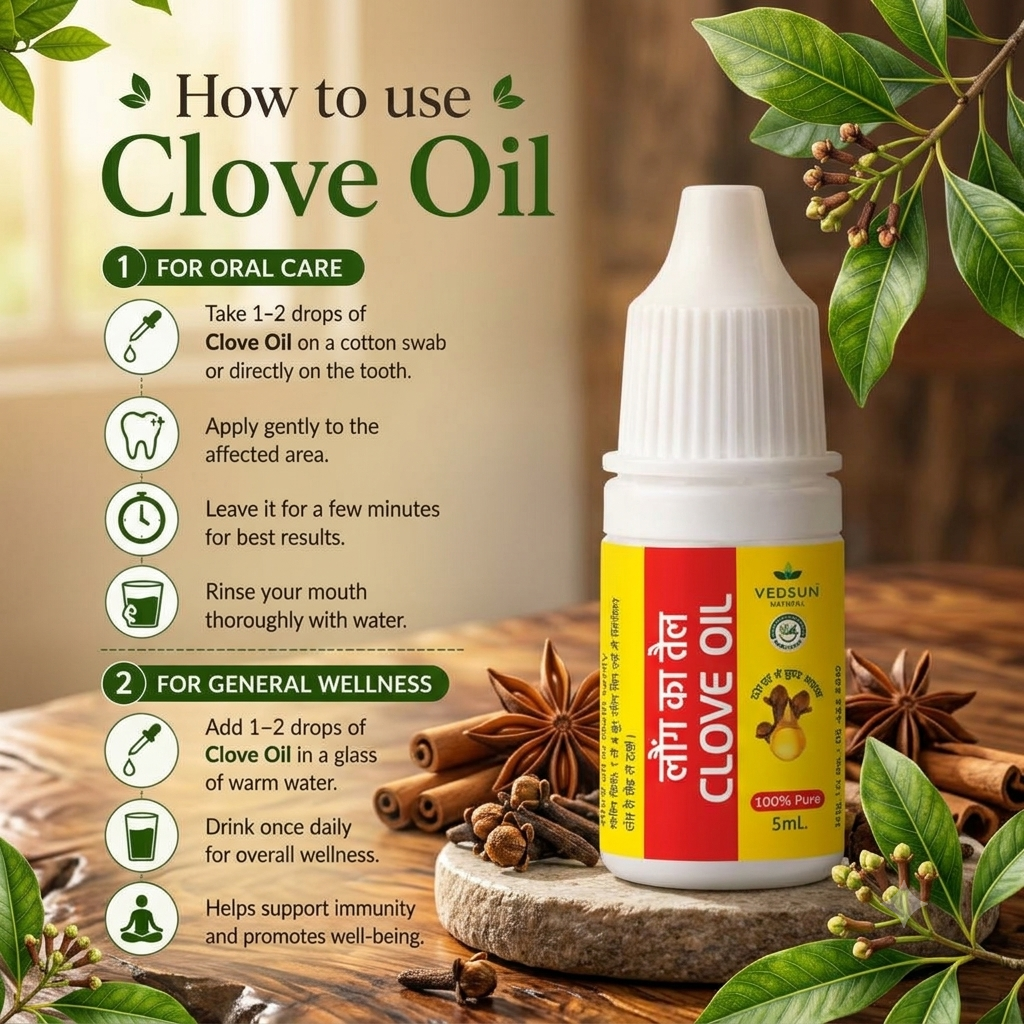 Natural Clove Essential Oil | Pure Aromatic Oil for Hair & Skin Care | 5ml ( by vedsun )