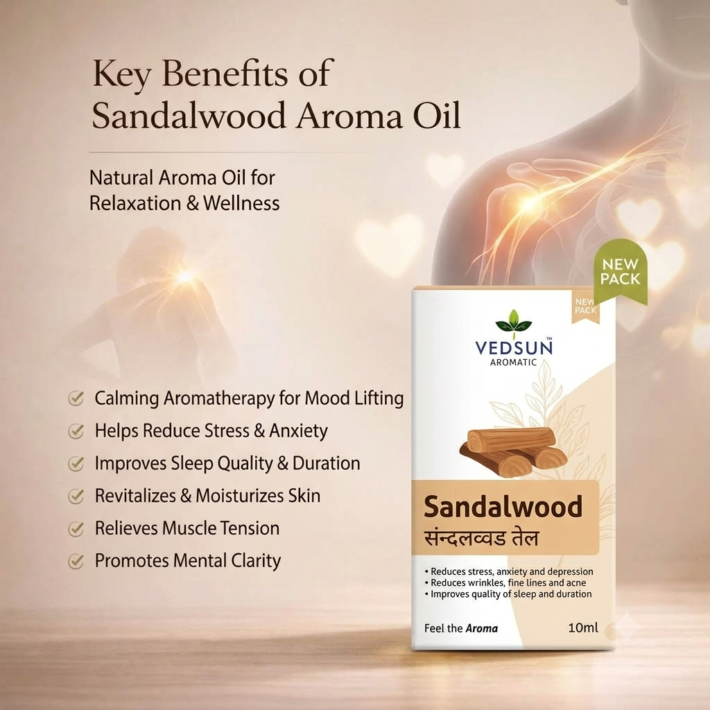 Sandalwood Aroma Oil (10ml)– 100% Pure Essential Oil ( by vedsun )