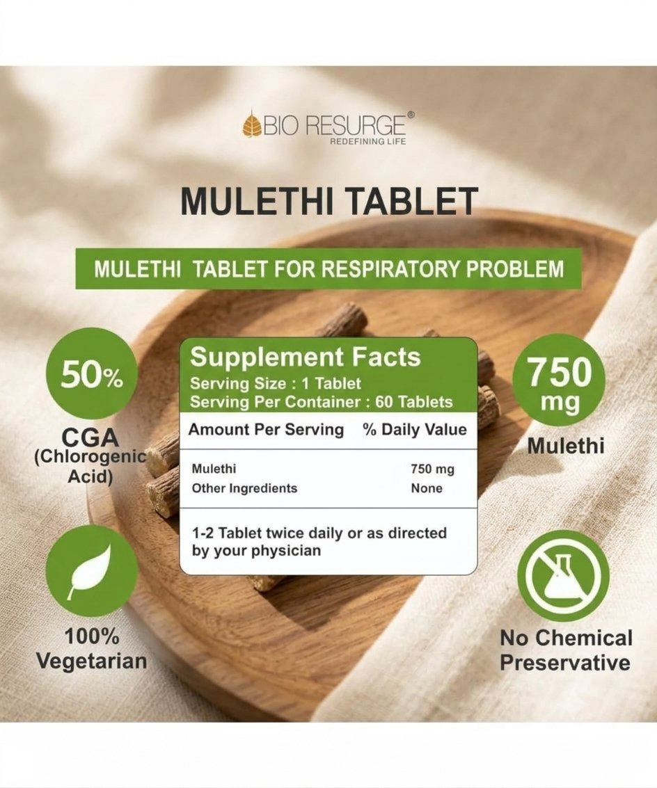 Mulethi Tablets |  Digestive Support -60 Tablets ( bio resurge)