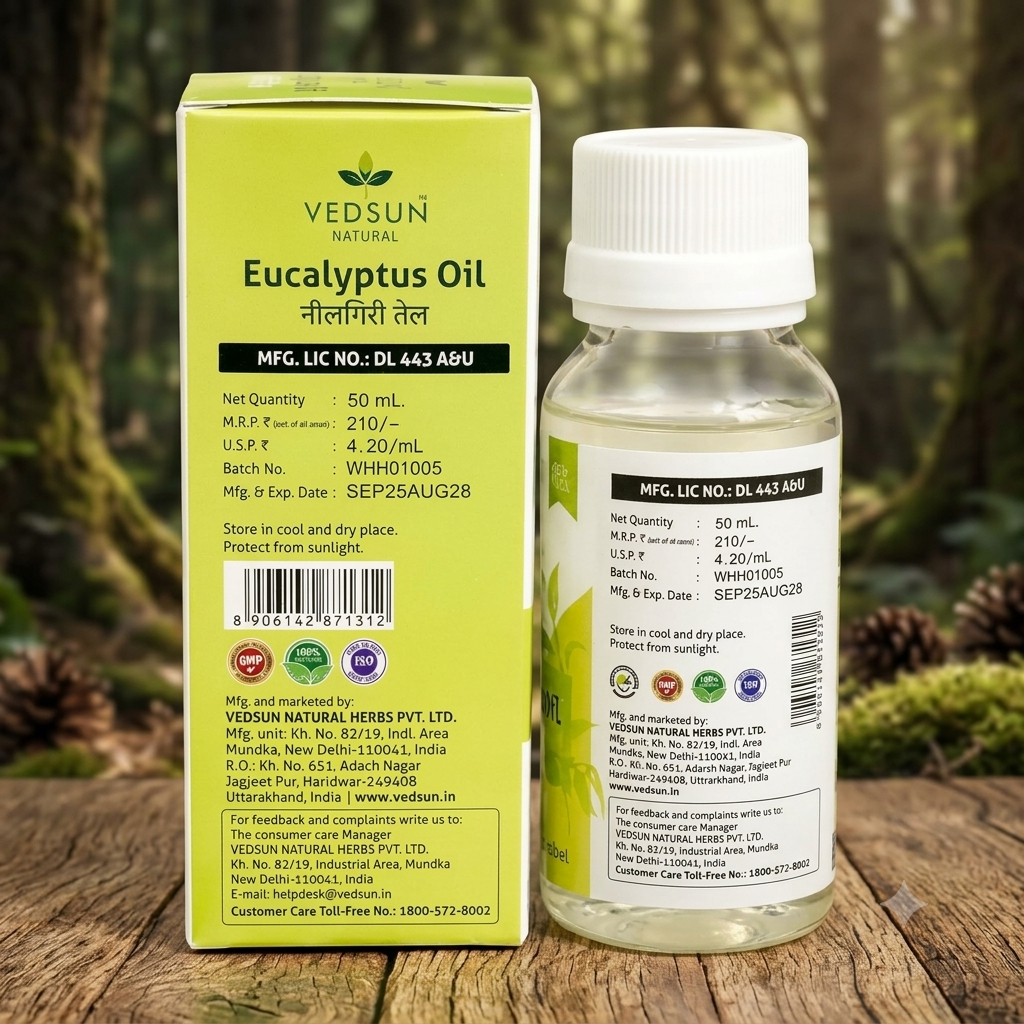 Natural Eucalyptus Oil | 99% Pure Essential Oil 50ml ( by vedsun )