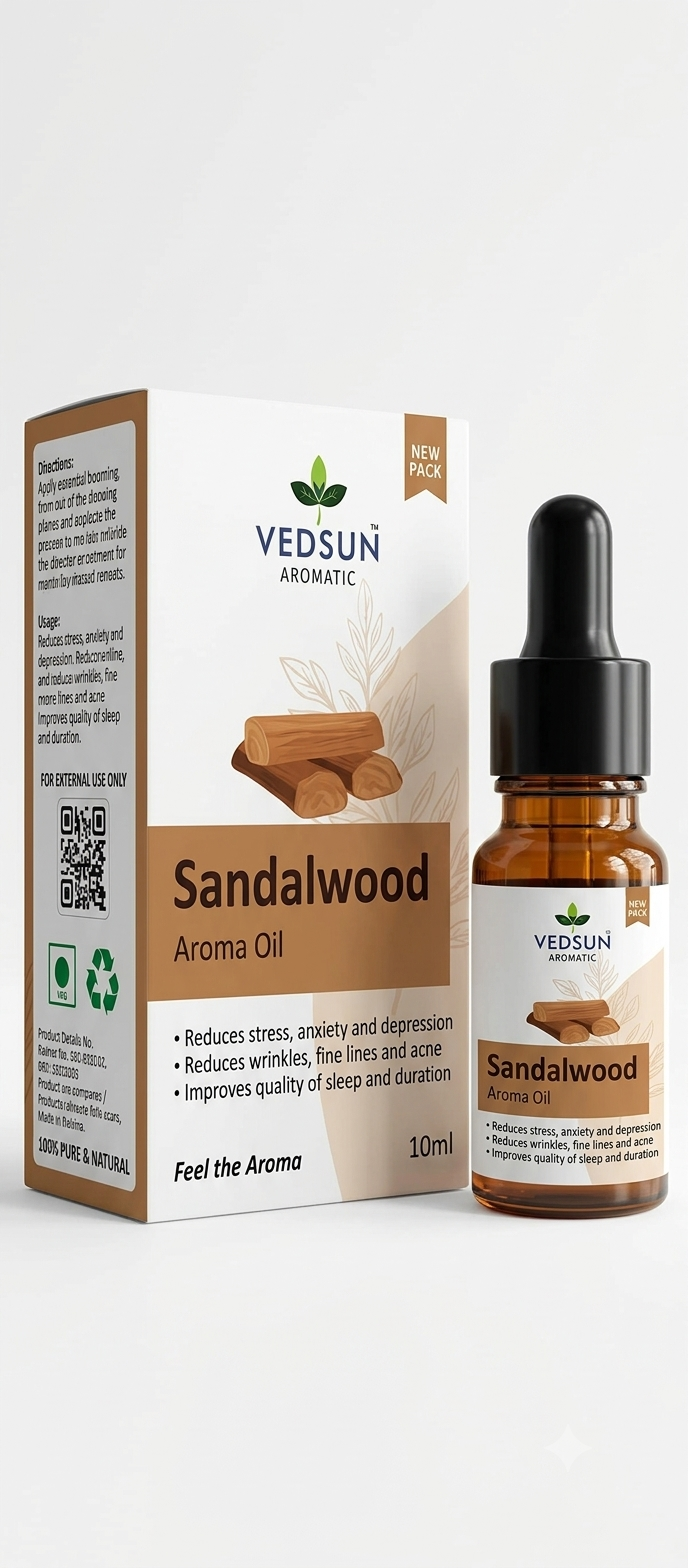 Sandalwood Aroma Oil (10ml)– 100% Pure Essential Oil ( by vedsun )