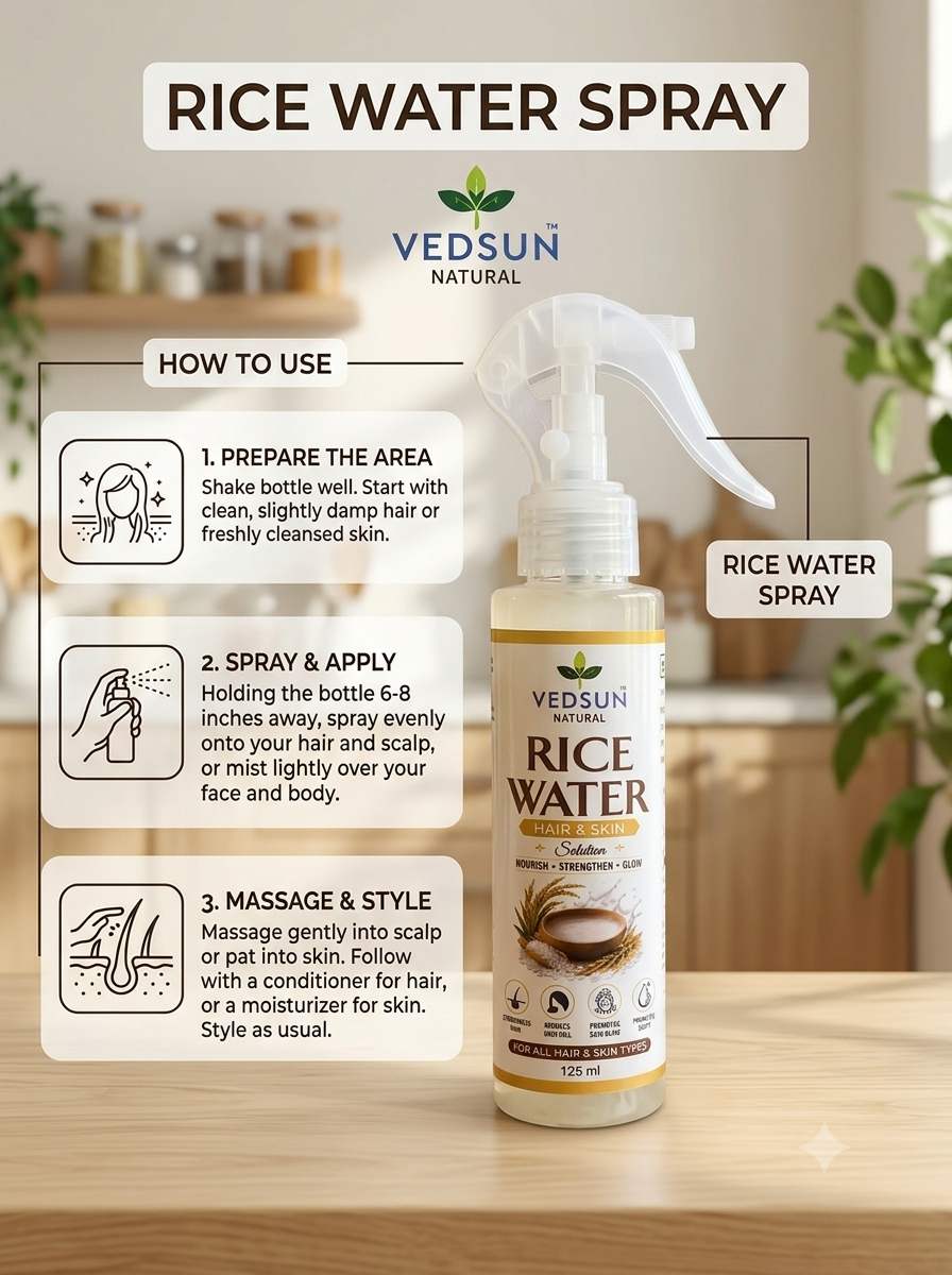 Rice Water Spray For hair & skin 125ml ( by vedsun)