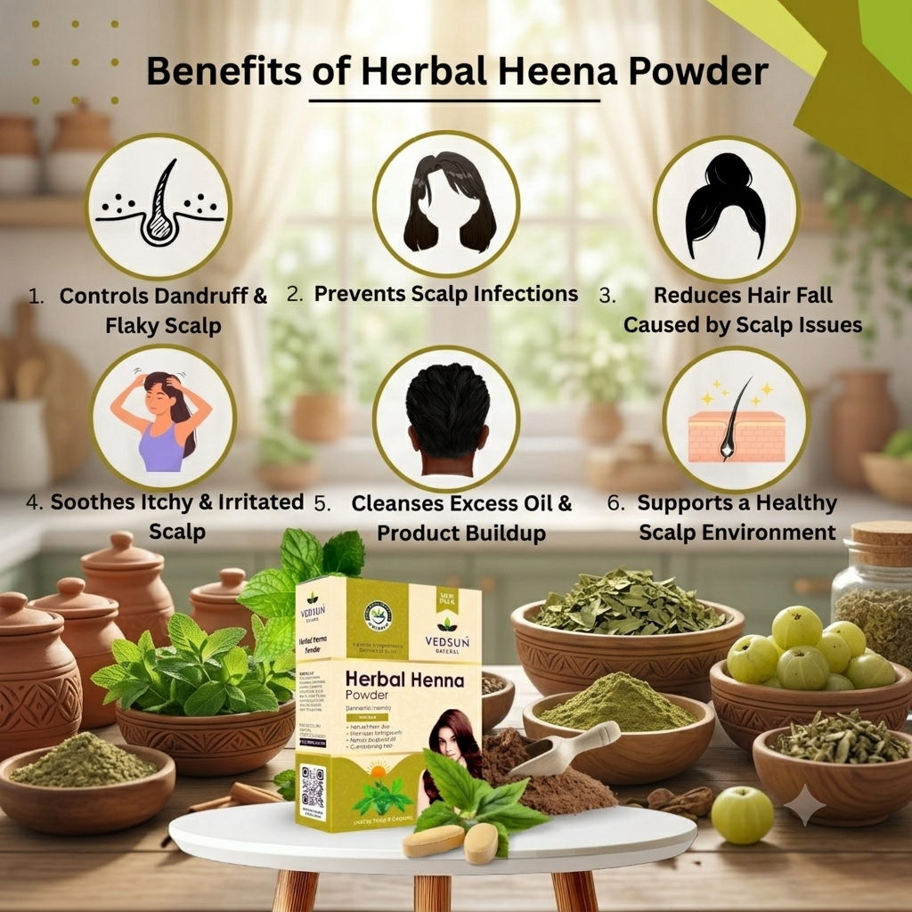 Natural Henna Powder for Natural Hair Colour & Hair Care 100g (  by vedsun)