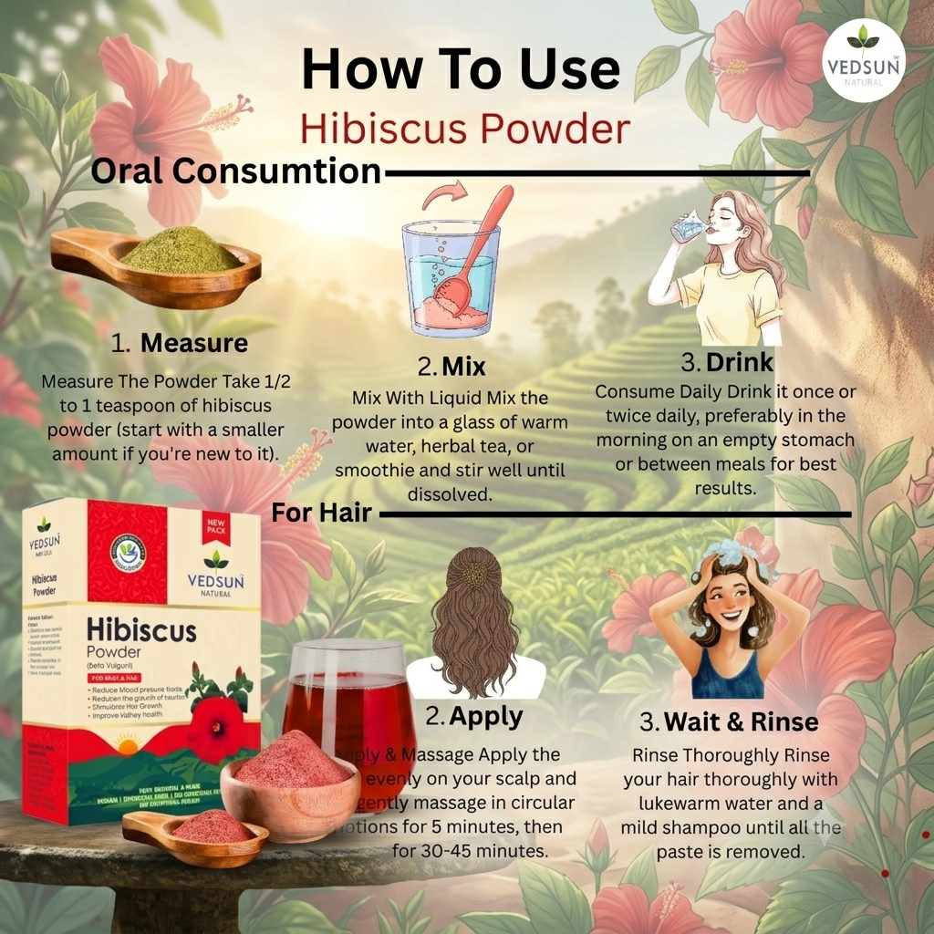 Vedsun Hibiscus Powder | Natural Hair Growth & Scalp Care 100g
