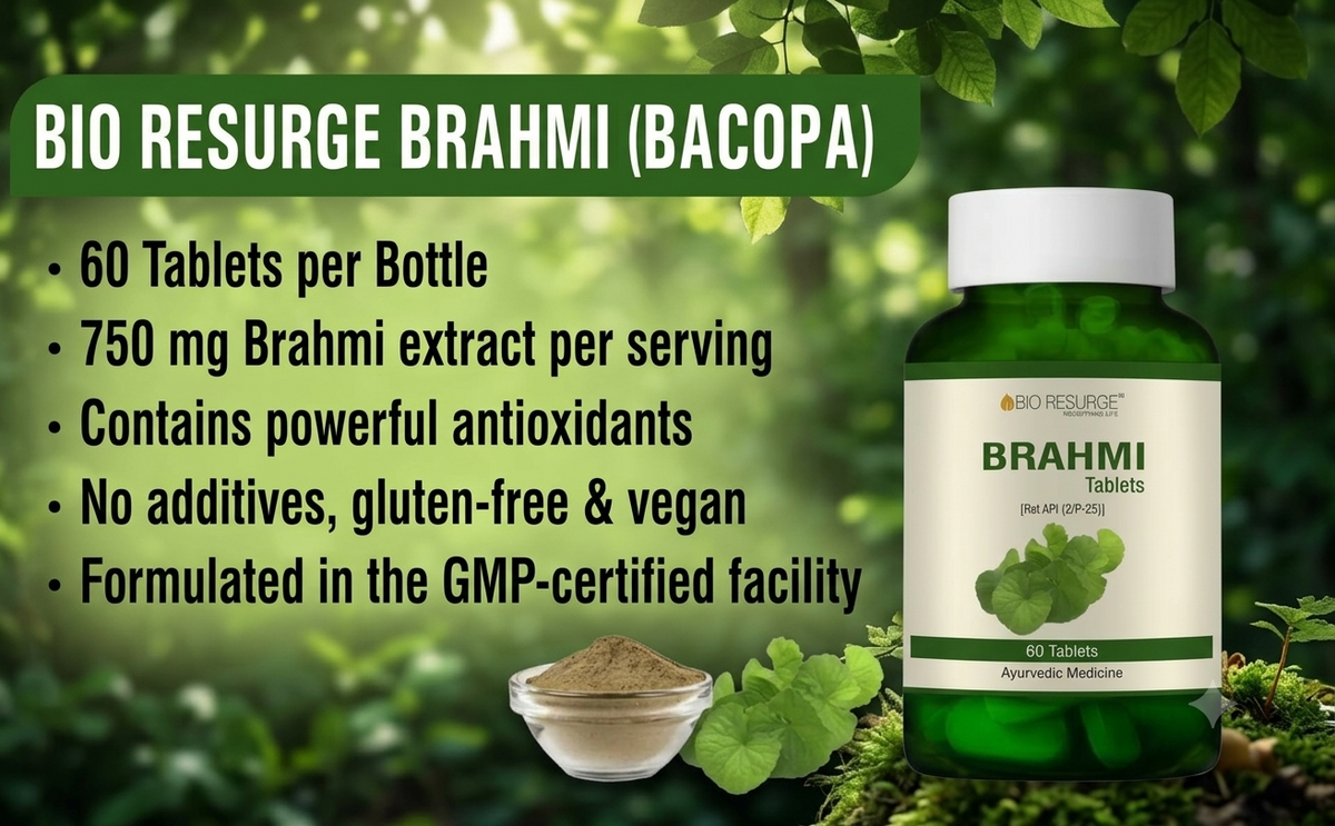 Brahmi Tablets | Herbal Memory & Brain Support | (by Bio Resurge)