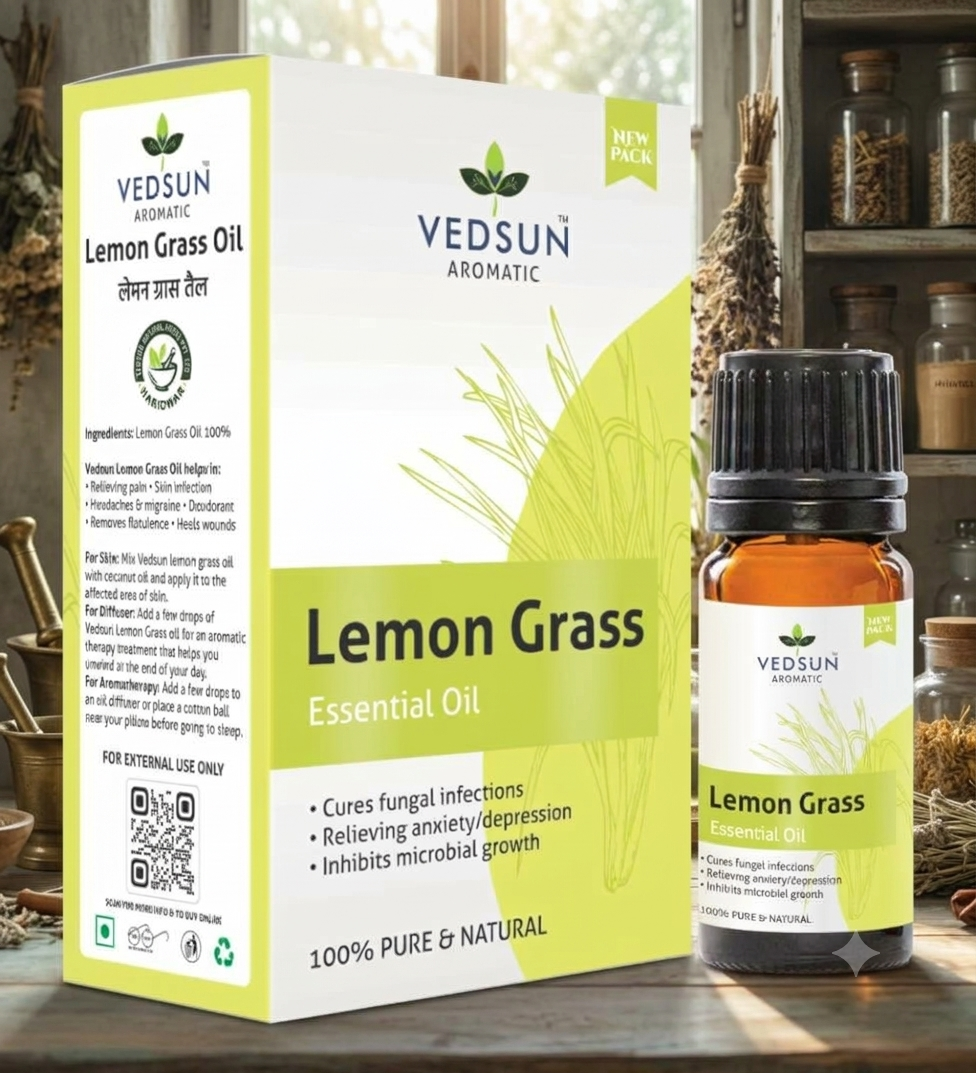 Natural Lemon grass Essential Oil | Pure & Refreshing 10ml (by vedsun)