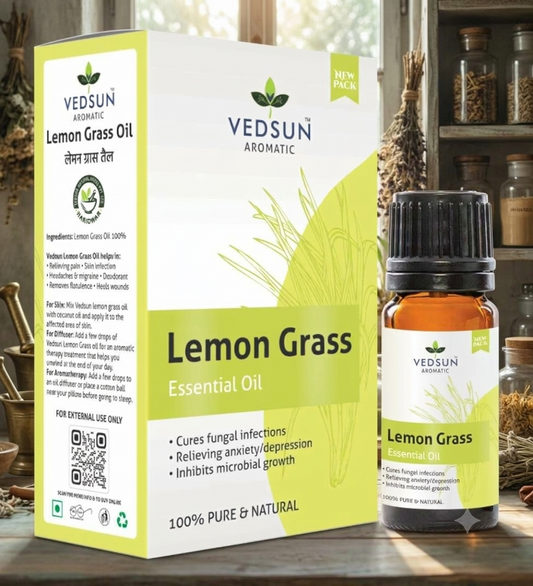 Natural Lemon grass Essential Oil | Pure & Refreshing 10ml (by vedsun)